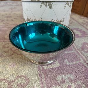 Elegant John Wanamaker Paul Revere Exemplar Silver and Teal Bowl
